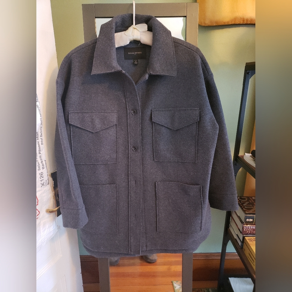 Banana Republic Dark Gray Wool-Blend Utility Jacket